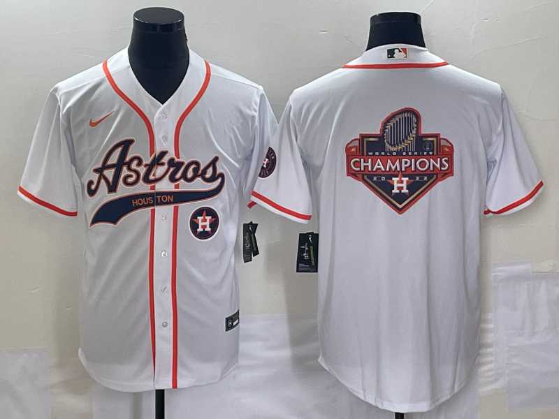 Men%27s Houston Astros White Team Big Logo Cool Base Baseball Jerseys